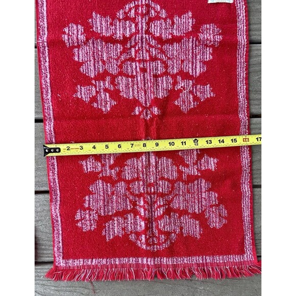 Vintage CANNON Monticello Red Floral Sculpted Fringe Bath & Hand Towel Set MCM - Picture 13 of 16